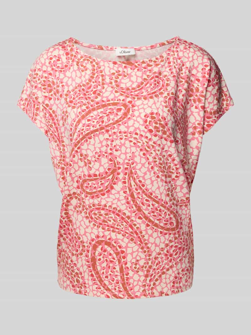 s.Oliver RED LABEL Relaxed fit T-shirt van viscosemix met extra brede schouders