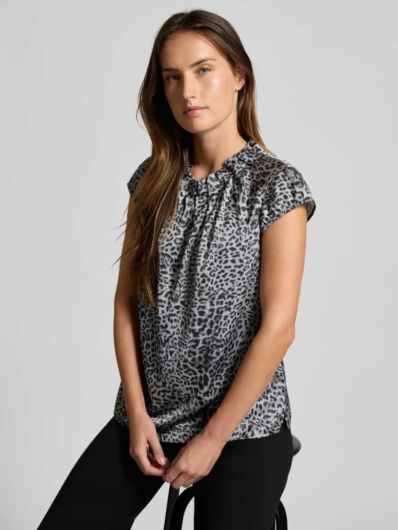 comma Blouseshirt met ronde hals en plooien