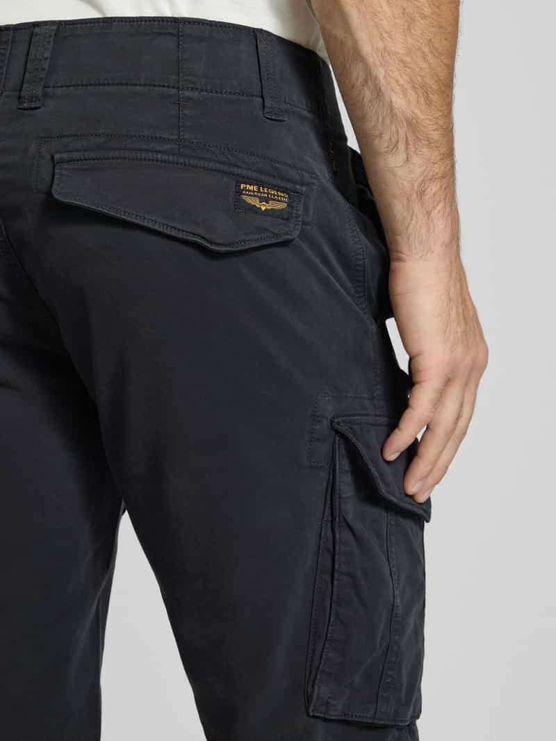 PME Legend Slim fit korte cargobroek met labelprint model 'NORDROP'