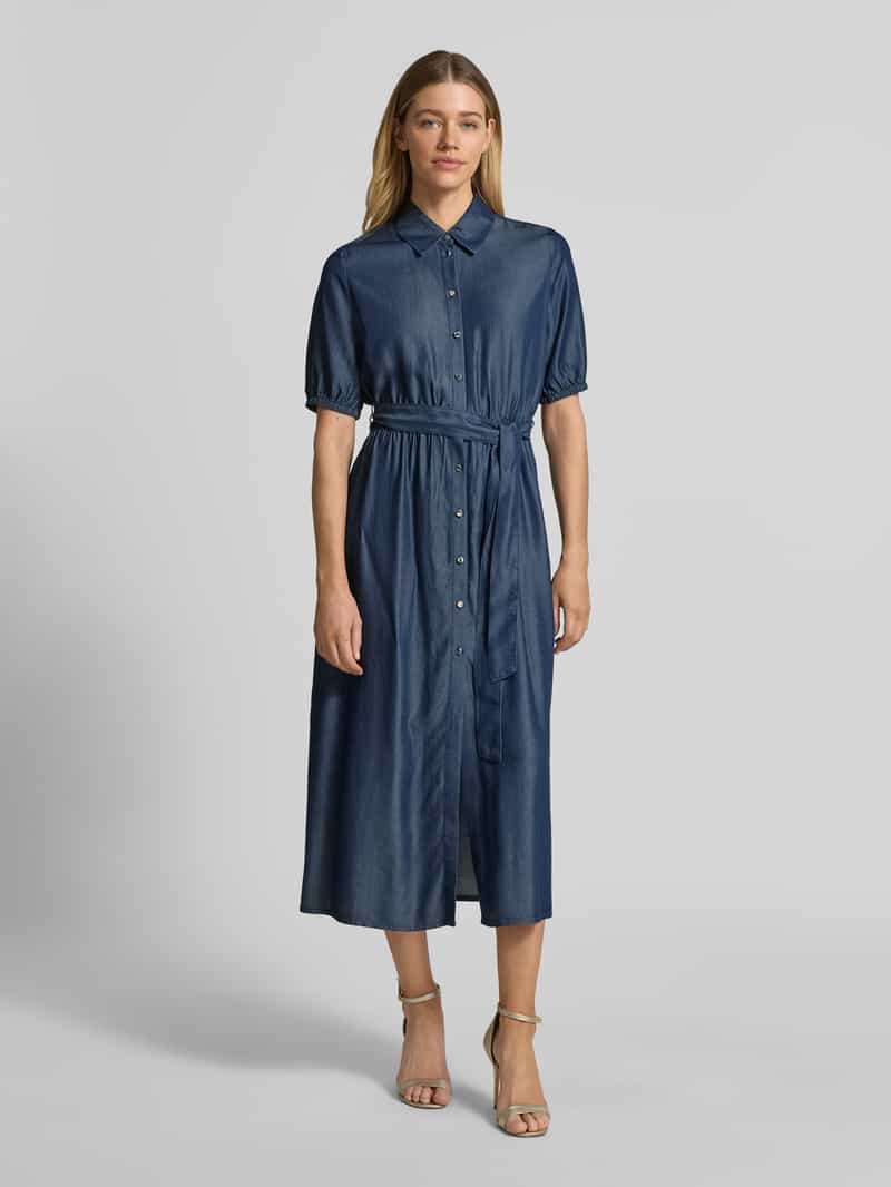 S.Oliver Getailleerde vrijetijdsjurk van puur lyocell jeansblauw, foto 3