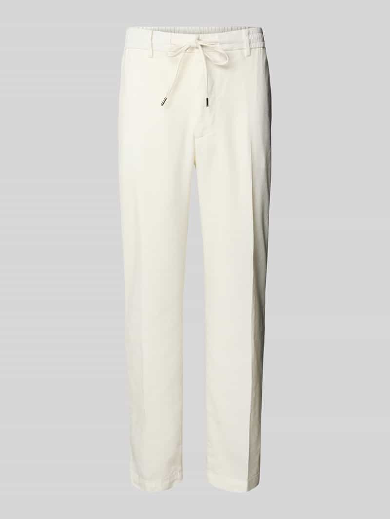 Boss Regular tapered fit linnen broek met tunnelkoord model 'Kane'