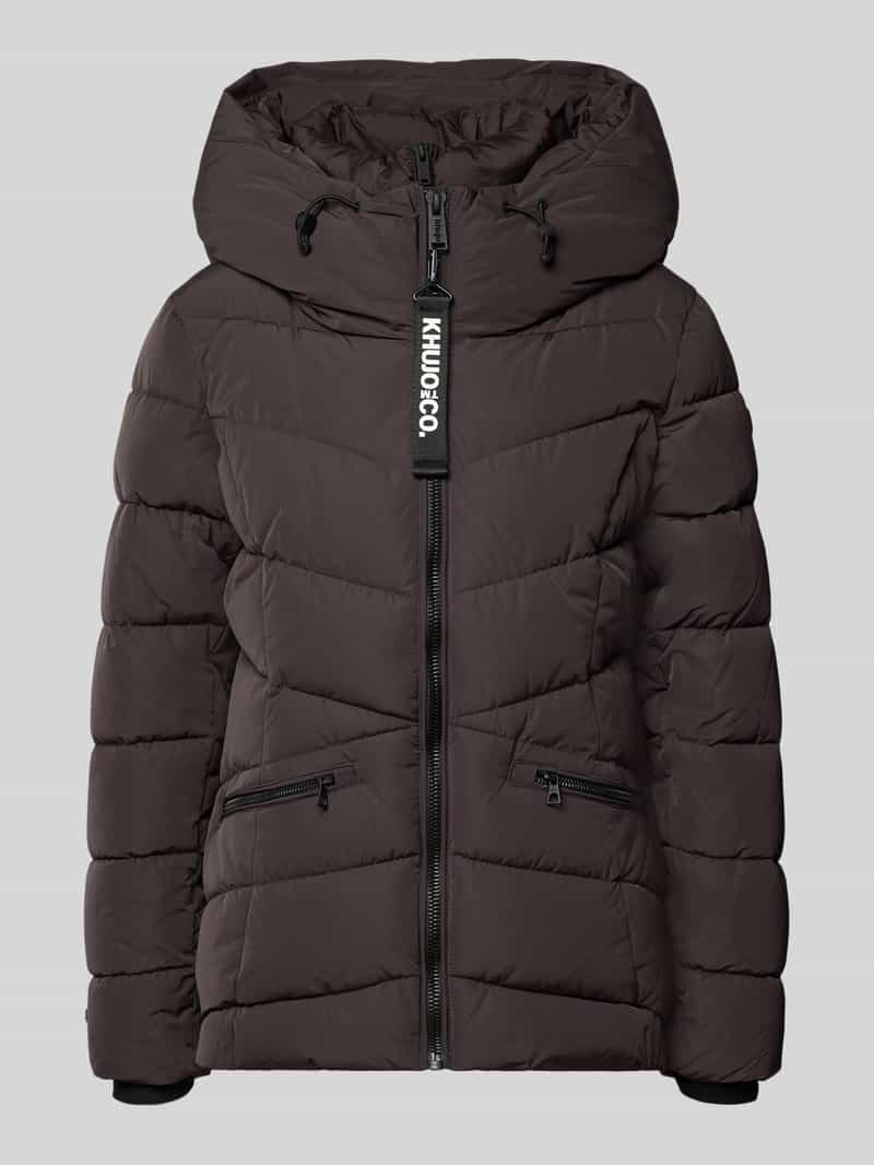 Gewatteerd jack met capuchon en labeldetail model 'HERSCH2'