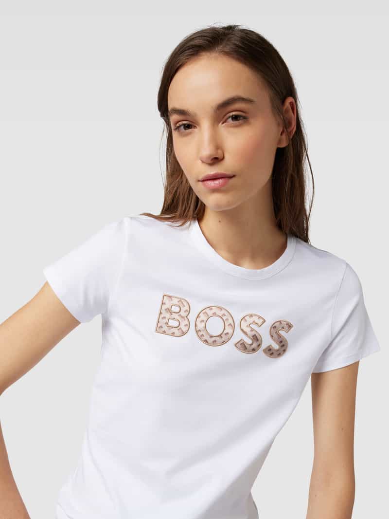Boss T-shirt met logodetail model 'Eventsa'