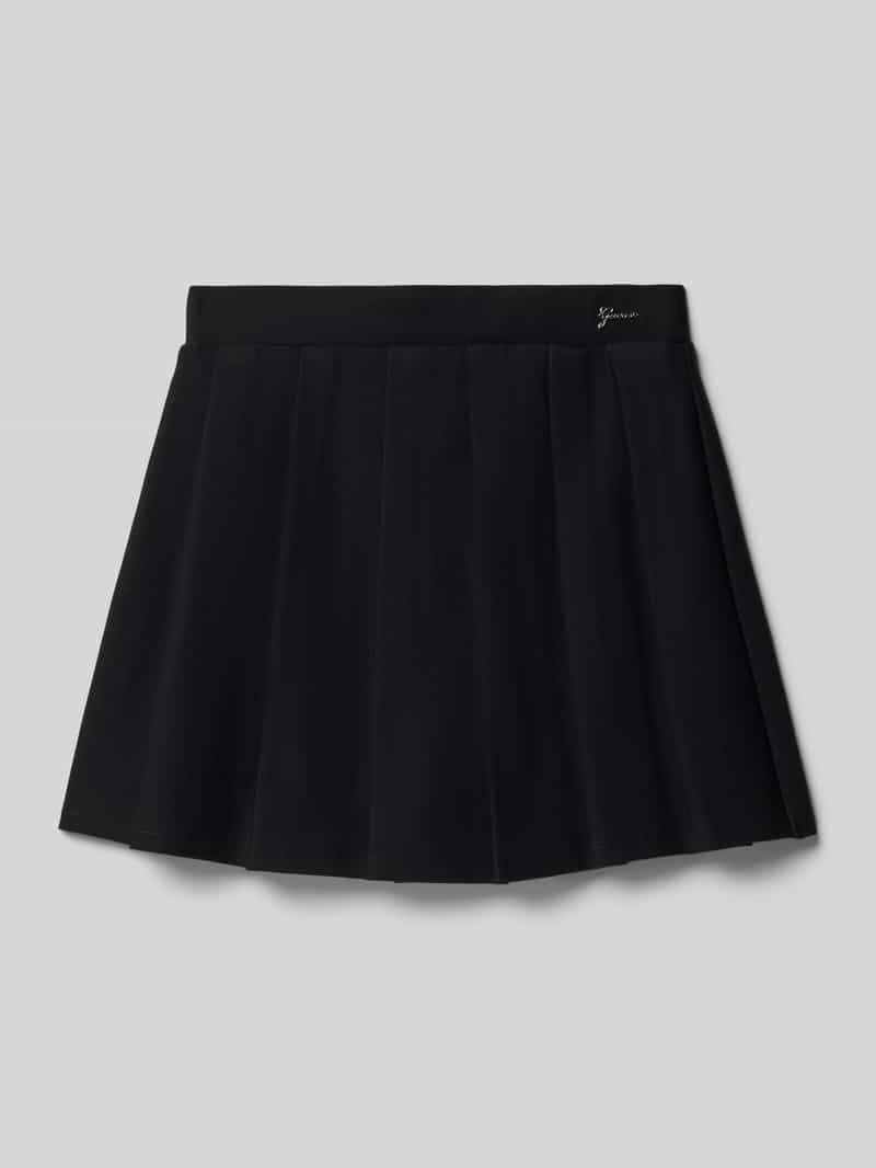 Guess Plooirok van viscosemix met logo-applicatie model 'Milano'
