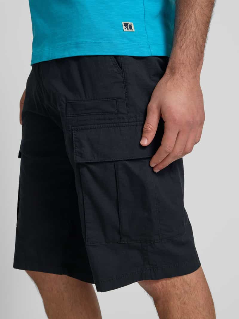 s.Oliver BLACK LABEL Relaxed fit cargobermuda van een mix van katoen en elastaan