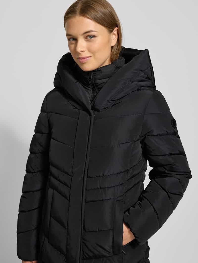 Tom Tailor Regular fit gewatteerde lange jas met capuchon