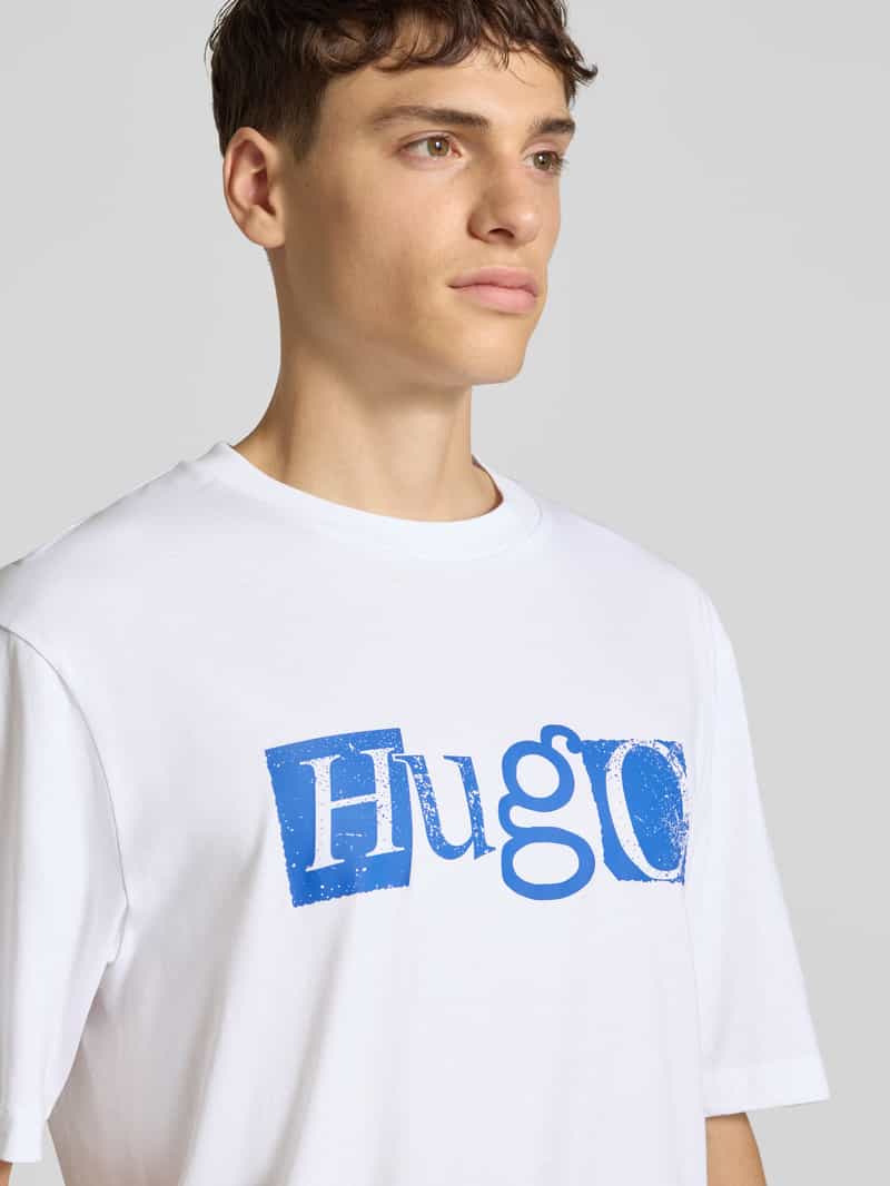 Hugo Blue Regular fit T-shirt van puur katoen