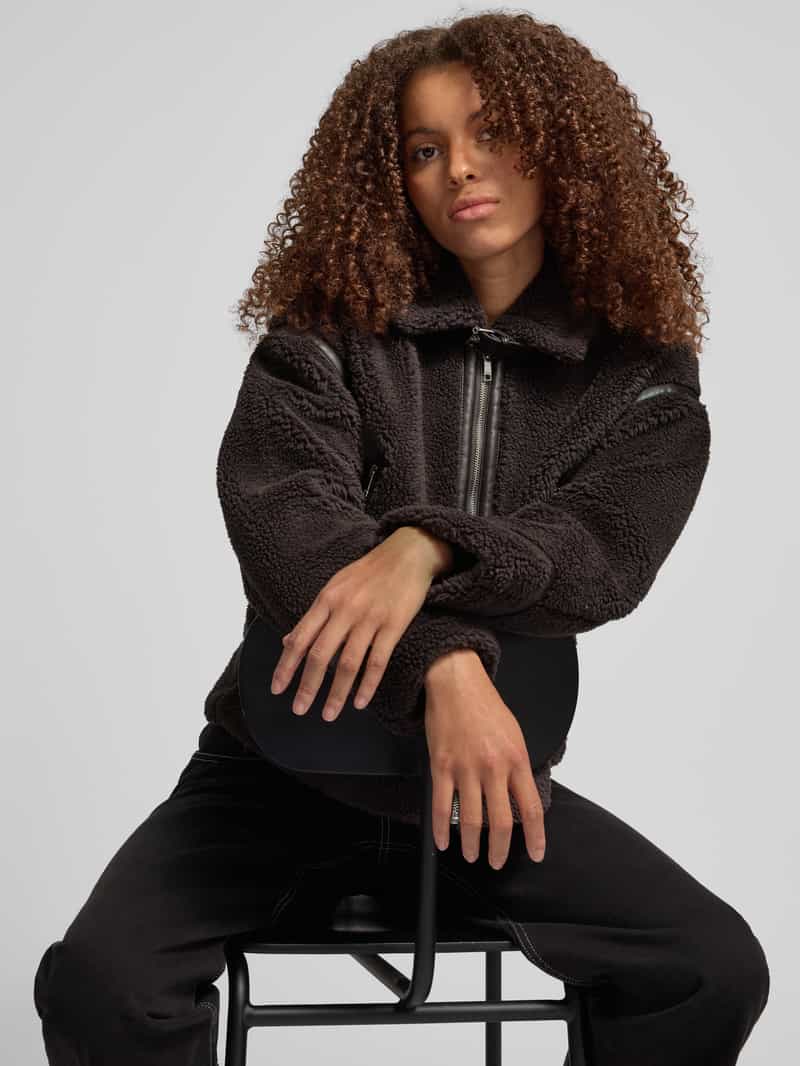 Only Regular fit jack van teddybont met details van imitatieleer model 'MICHELLE'
