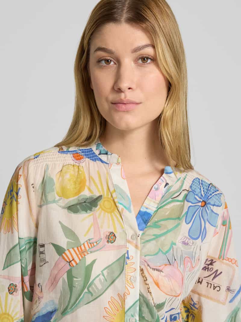 Smith and Soul Regular fit overhemdblouse met tuniekkraag en 3 4-mouwen