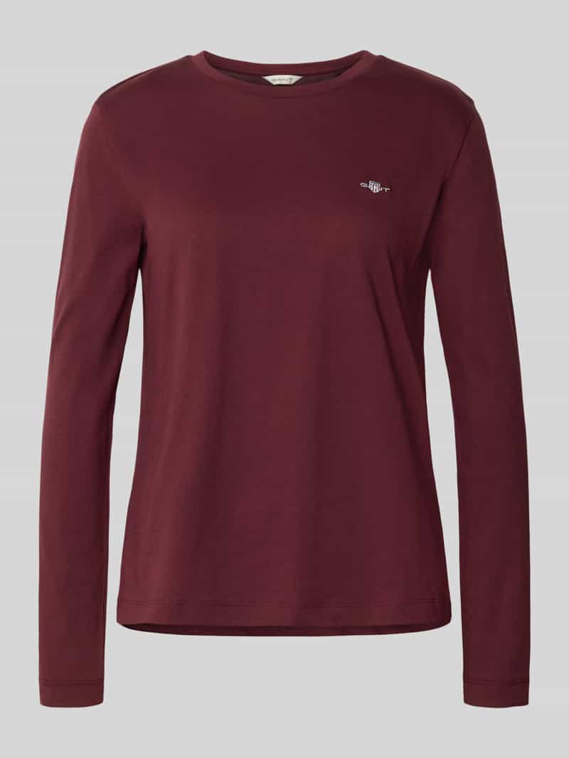 Gant Shirt met lange mouwen ronde hals en logostitching