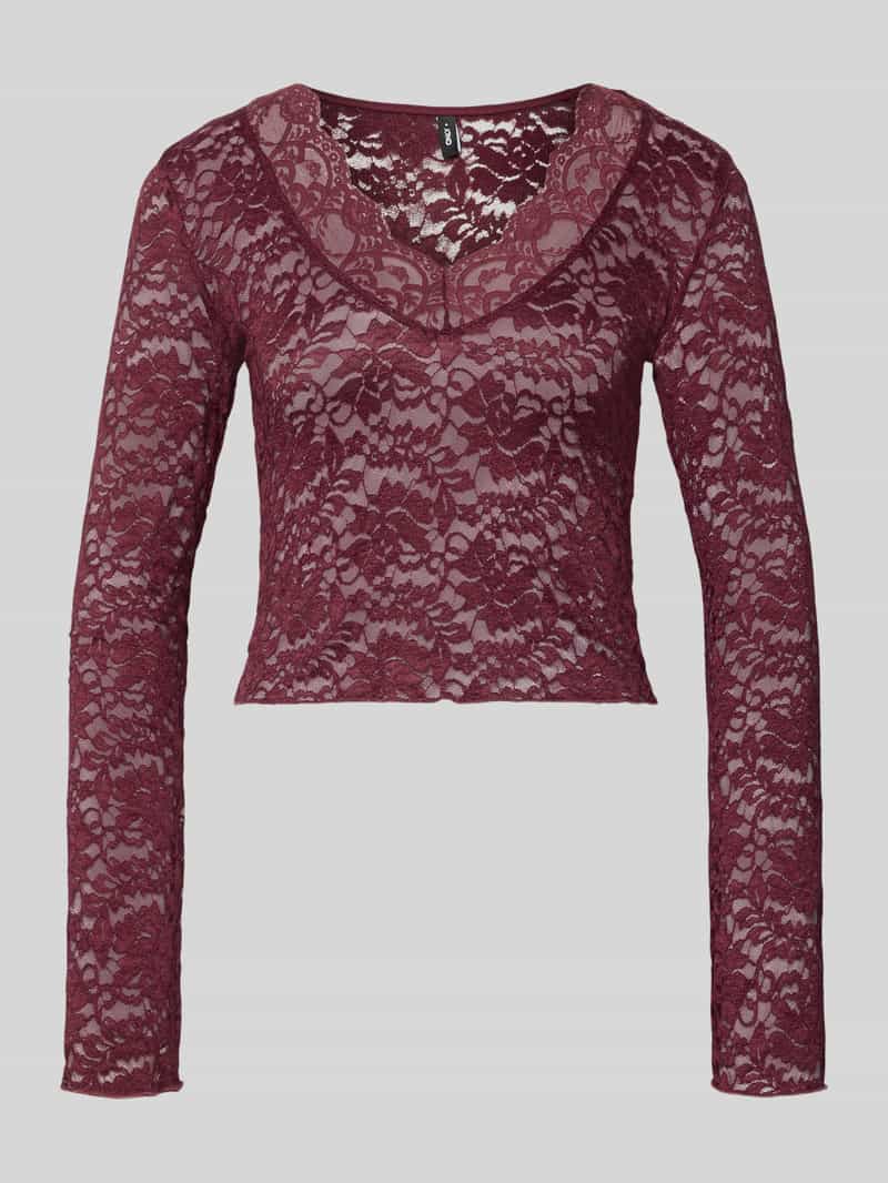 Slim Slim-fit shirt met lange mouwen in kantlook met mesh-look model 'NIKKA'