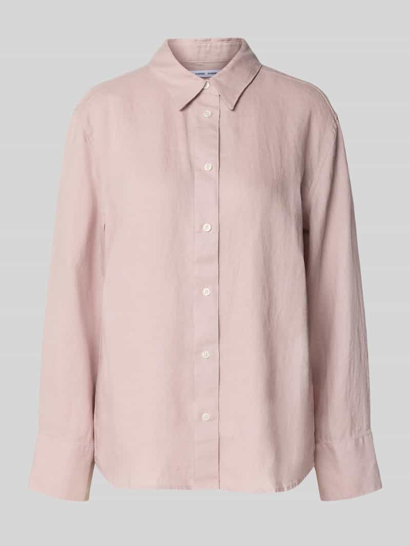Samsøe Regular fit linnen blouse met overhemdkraag model 'SANOT'
