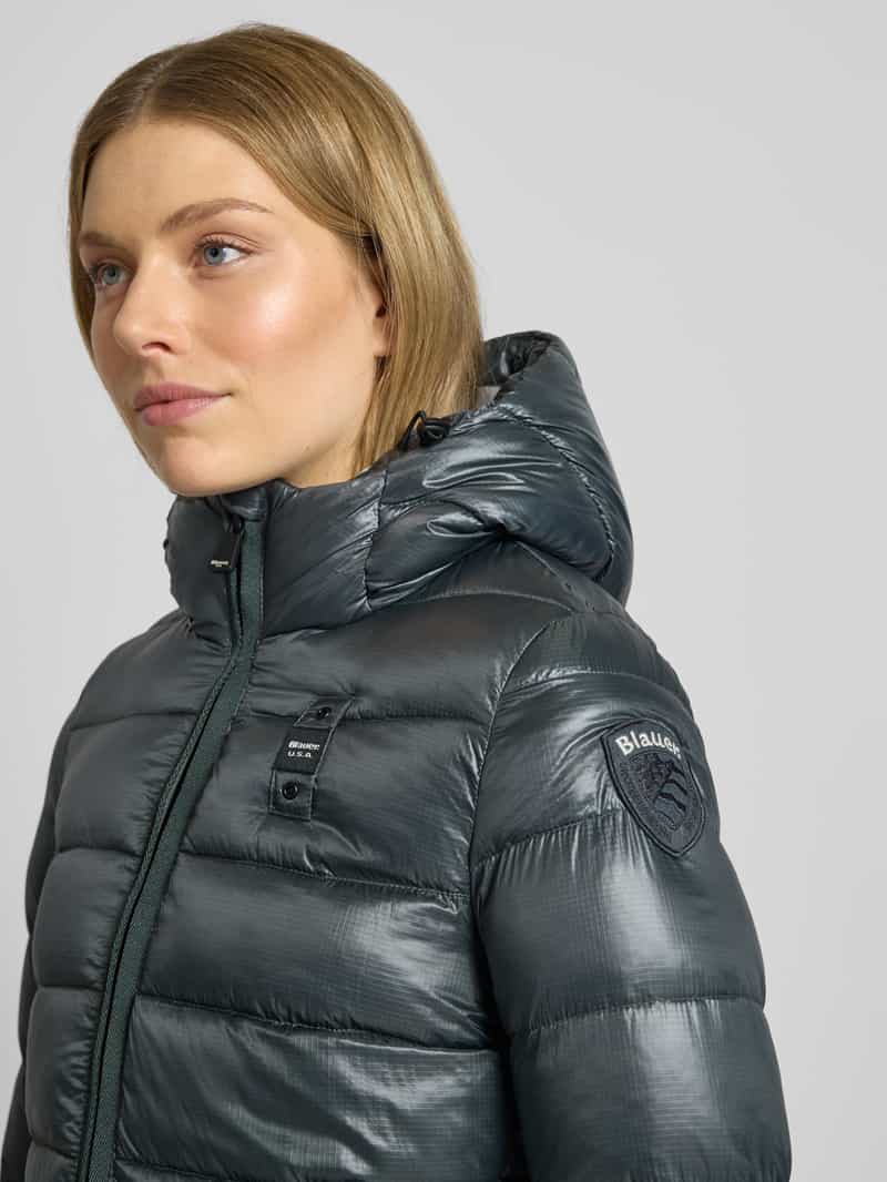 Blauer Usa Gewatteerde lange jas met Sorona -vulling model 'Adelaide'