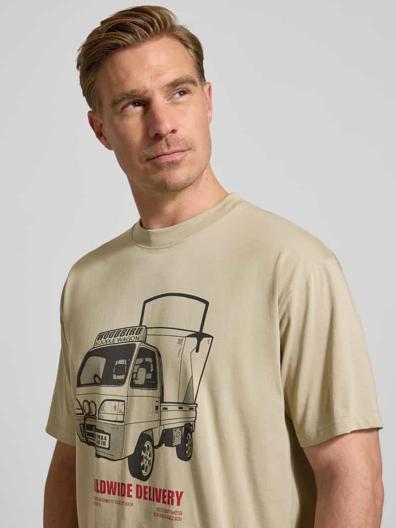 WOODBIRD T-shirt met motiefprint model 'Baine'