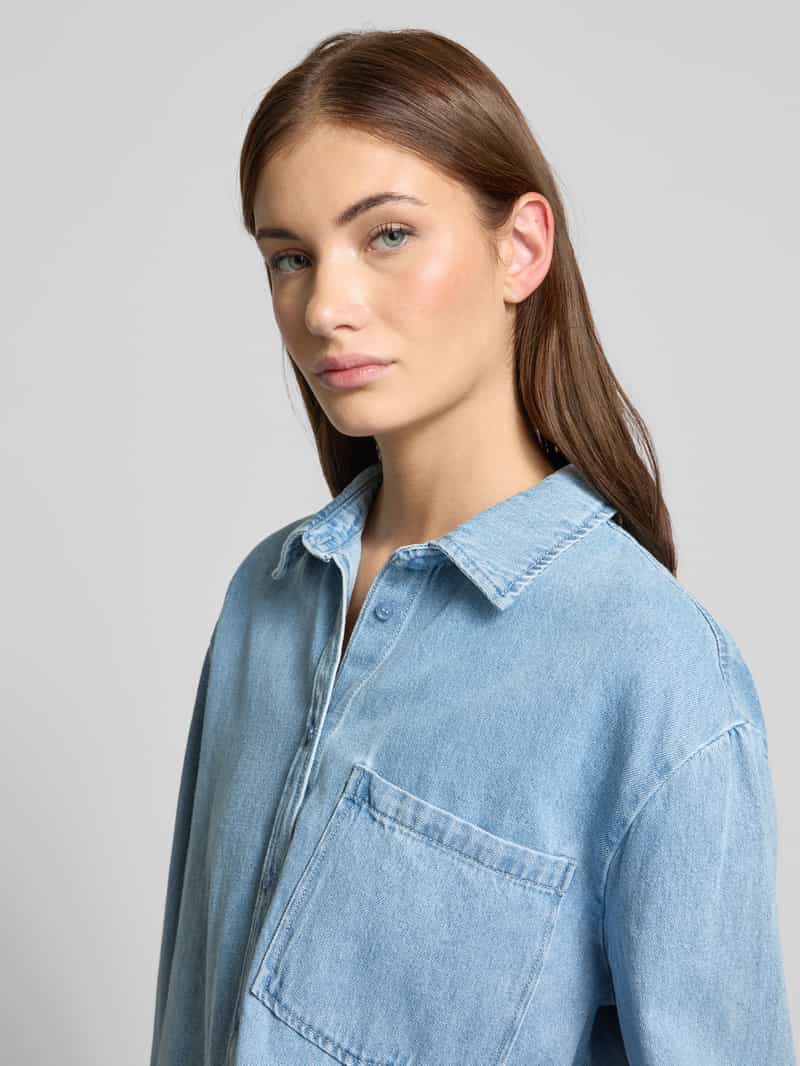 Pieces Loose fit jeansoverhemd van katoenmix model 'MAISIE'