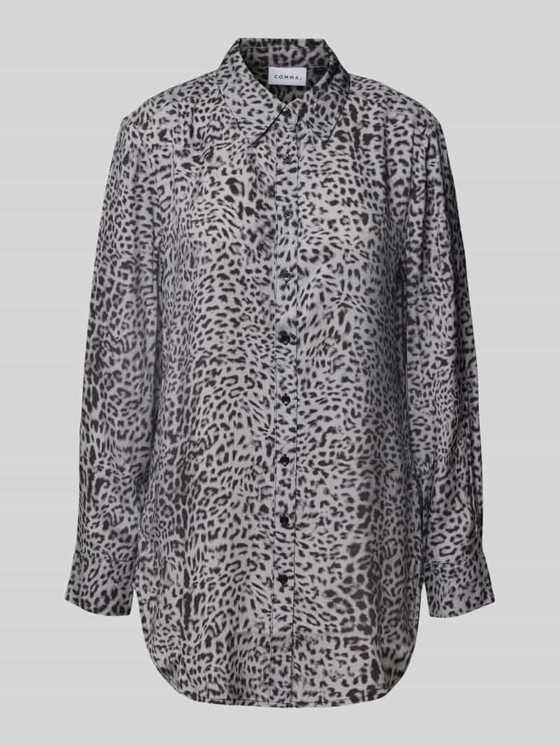 comma Regular fit lange blouse van viscose met knoopsluiting