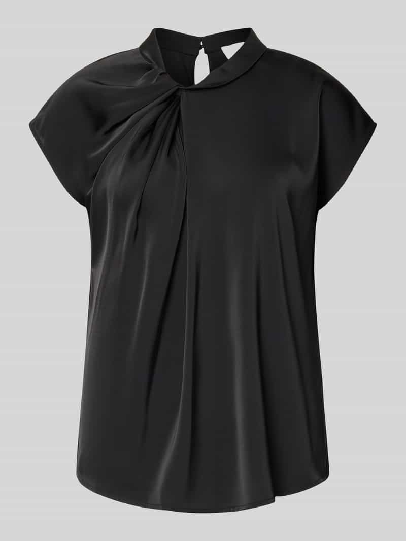 Blousetop van satijn met knoopdetail model 'Fleur Drapy'