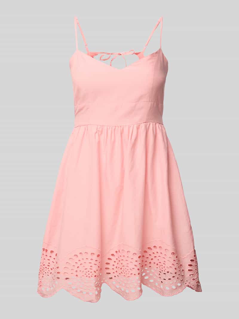 Mini-jurk met cut-out en broderie anglaise