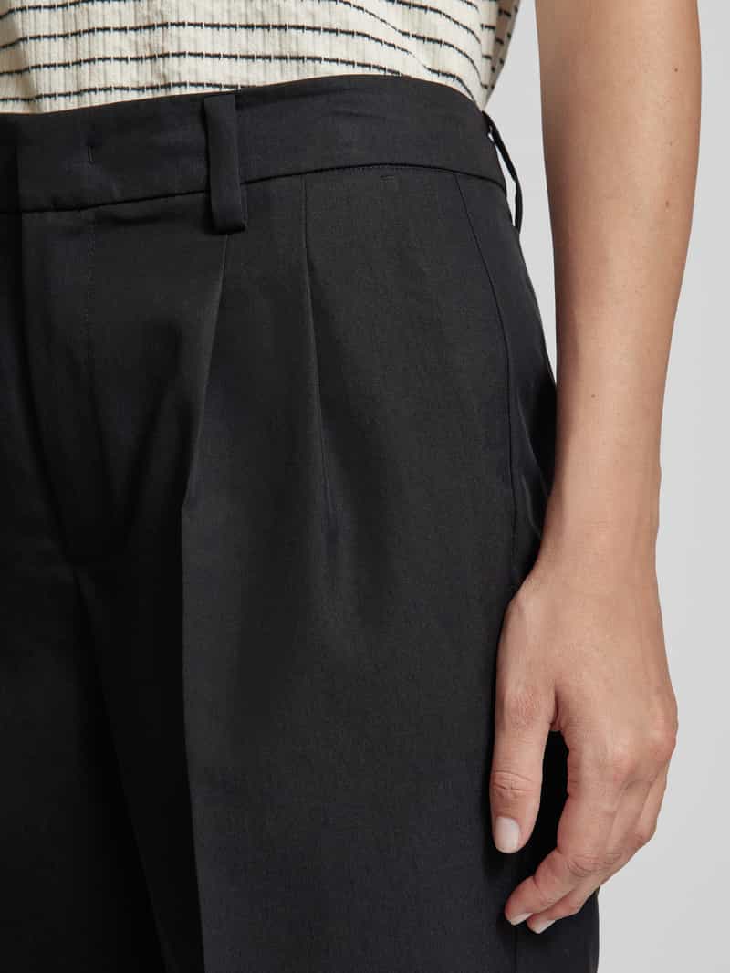 Oui Straight leg korte broek met bandplooien