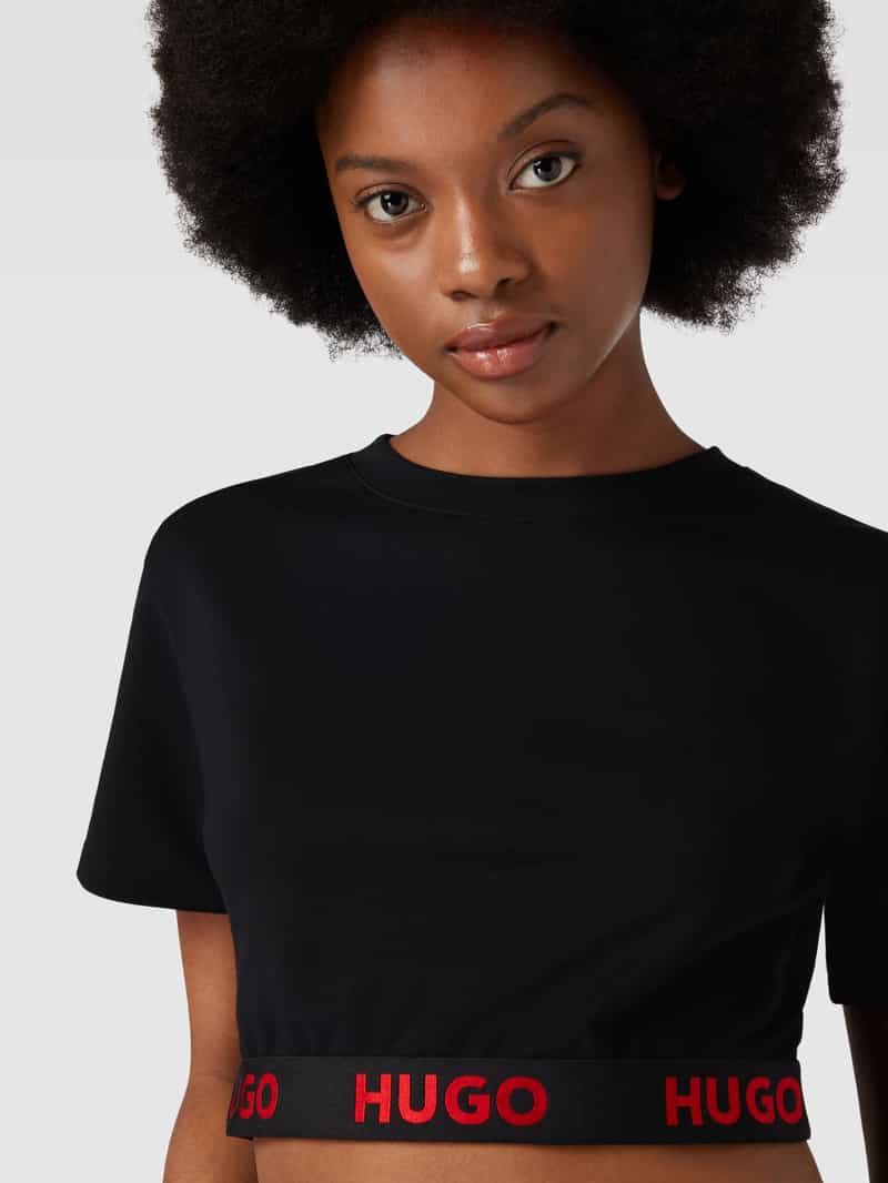 HUGO Kort T-shirt met labeldetail
