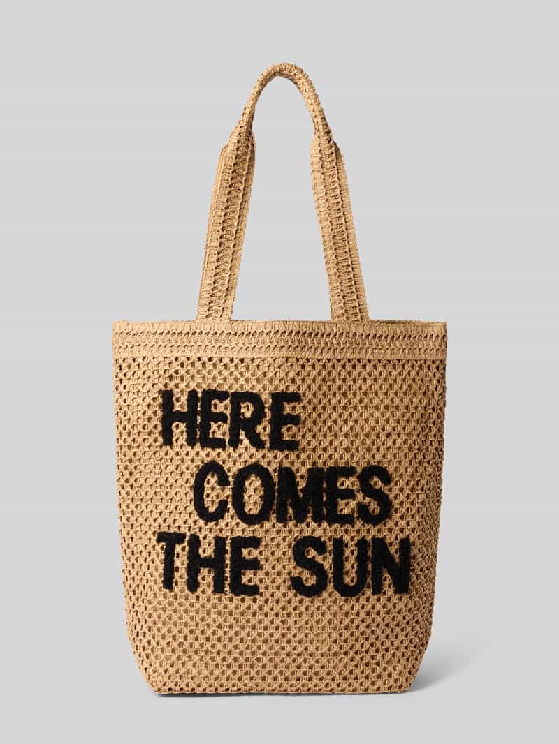 Shopper met statement-opdruk en draaghengsels