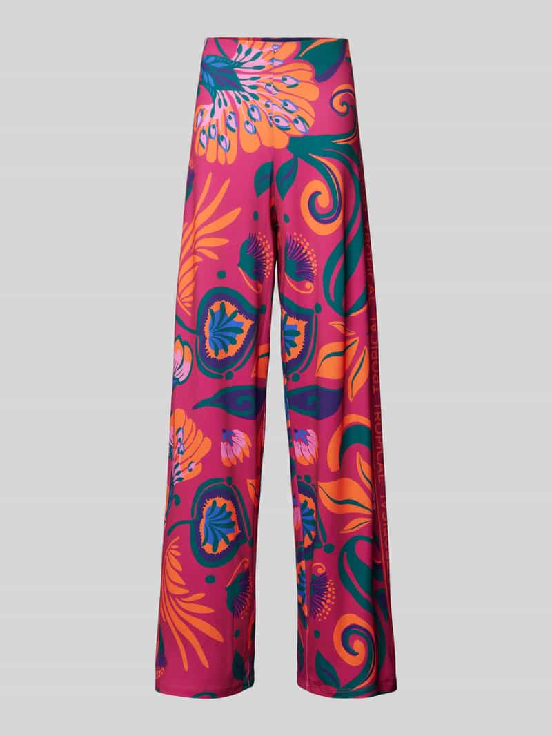 Oui Stoffen broek met all-over motief