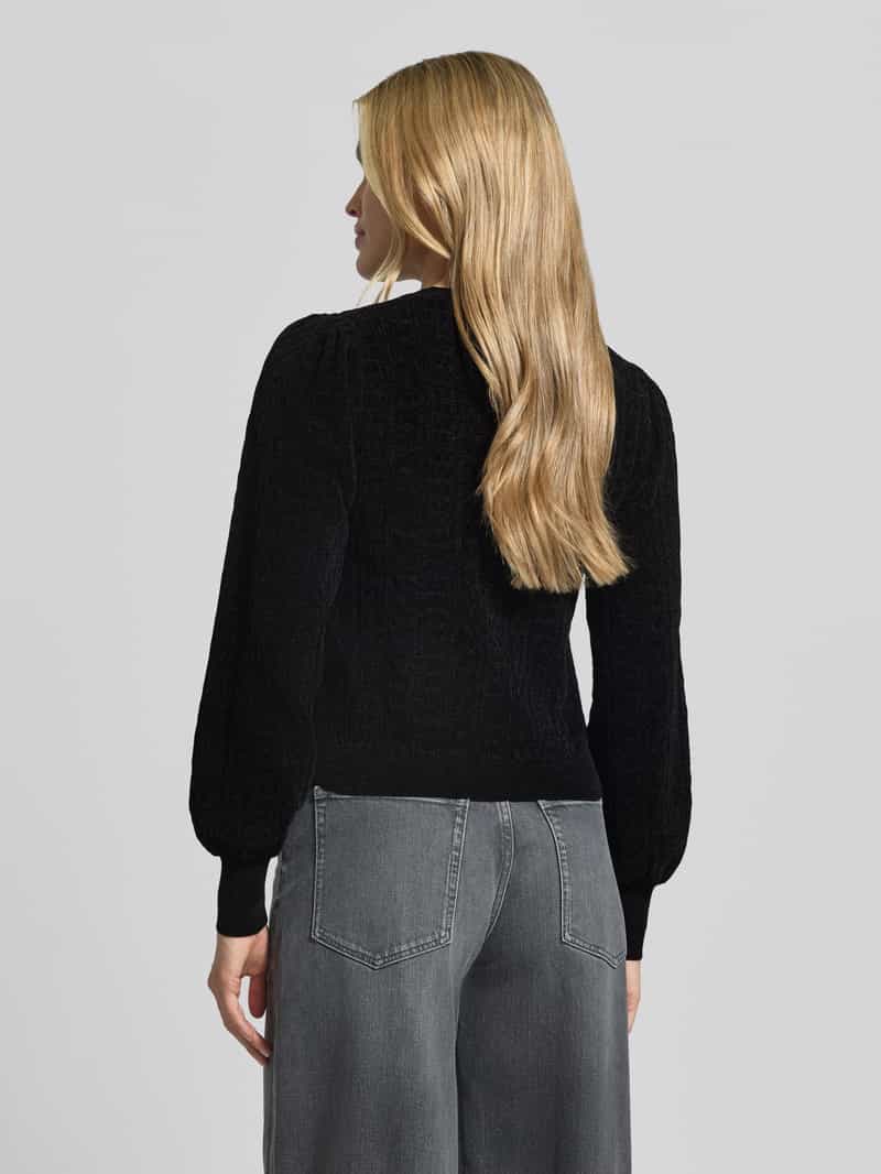 Guess regular fit gebreide trui met kabelpatroon zwart, foto 2