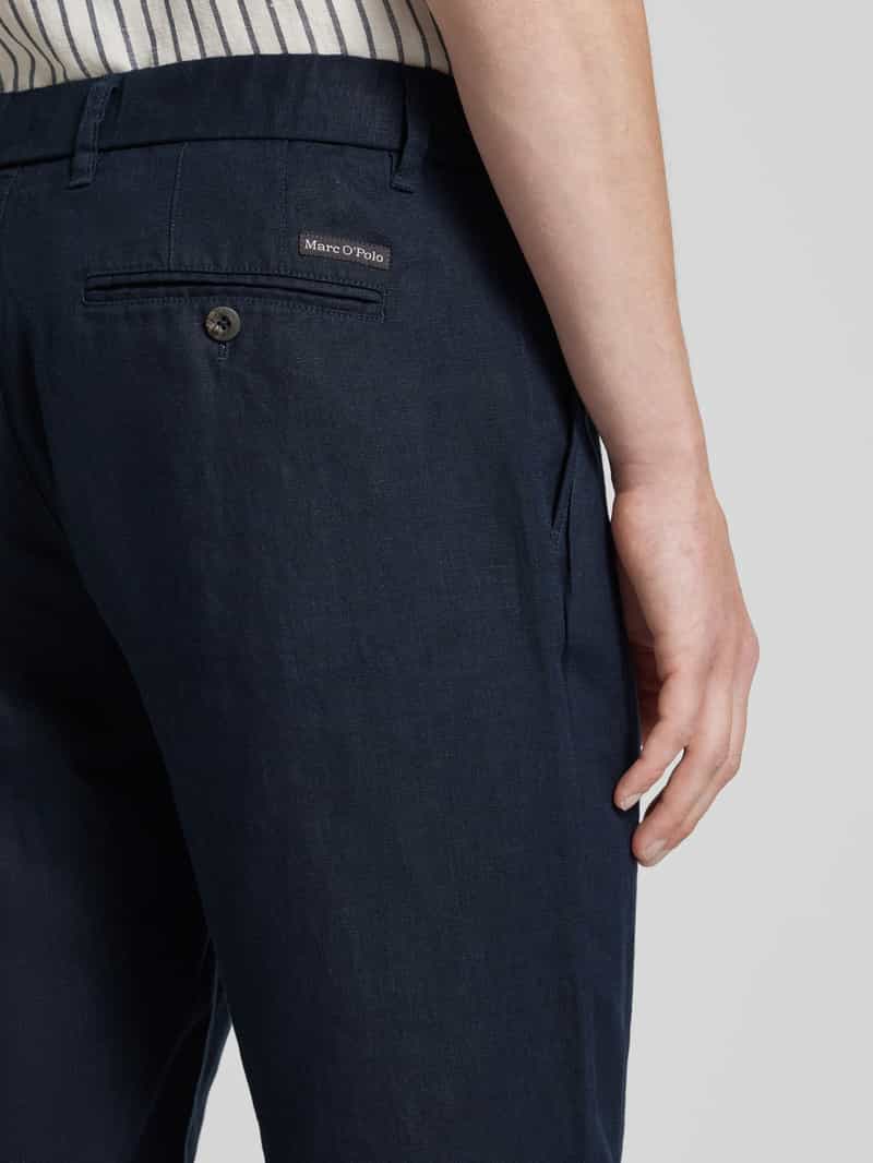 Marc O'Polo Tapered fit linnen broek met bandplooien model 'Osby'