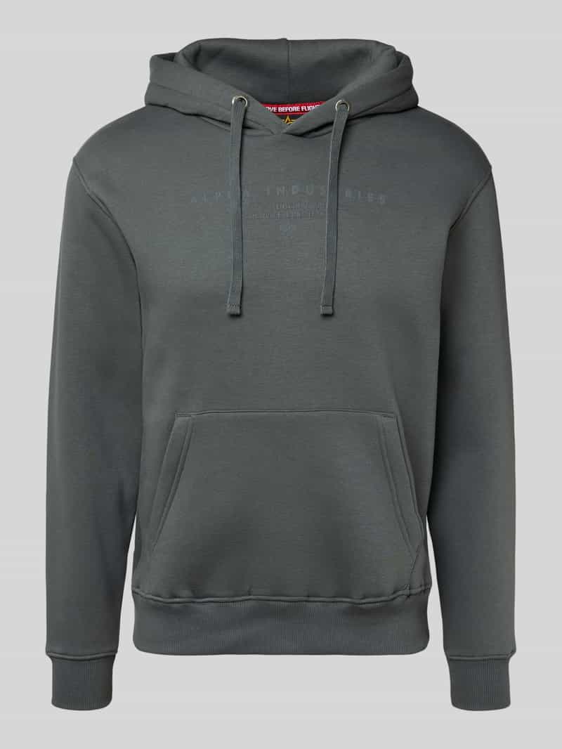 alpha industries Hoodie met labelprint en kangoeroezak