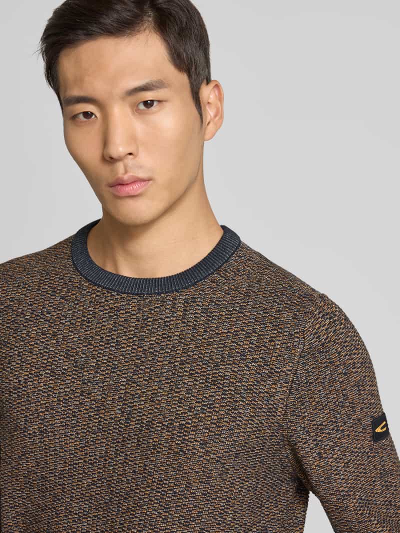 camel active Gebreide pullover met ronde hals en labeldetails