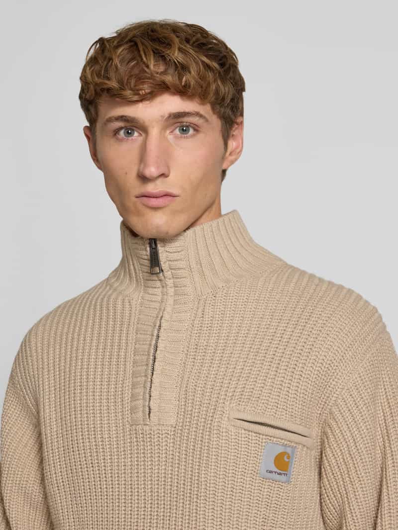 Carhartt Work In Progress Gebreide pulllover met opstaande kraag en ritssluiting