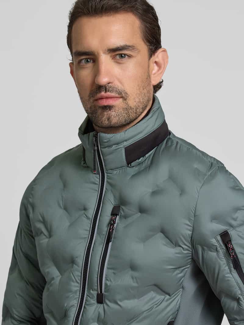 Tom Tailor Regular fit gewatteerd jack met opbergbare capuchon in de kraag