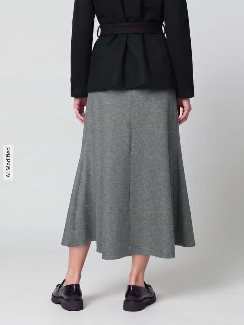 SEDUCTIVE Uitlopende midi-rok met mix van viscose en wol model 'BOBBY'