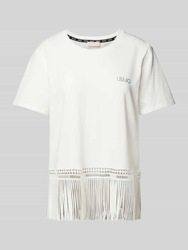 Liu Jo White T-shirt met franjes in effen design