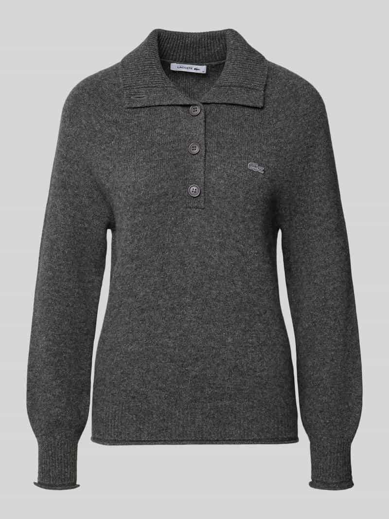 Lacoste Regular fit pullover van pure wol antraciet, foto 6
