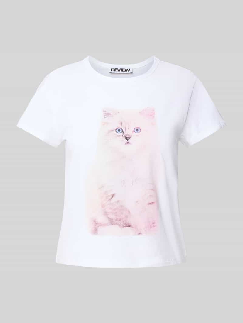 T-shirt met motief- en labelprint