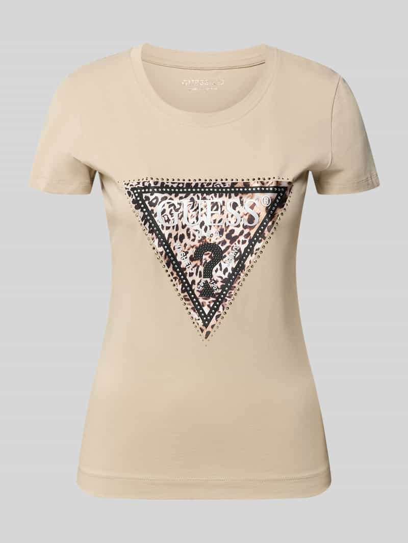 Guess slim fit T-shirt van elastische katoenmix model 'SAVANNA'
