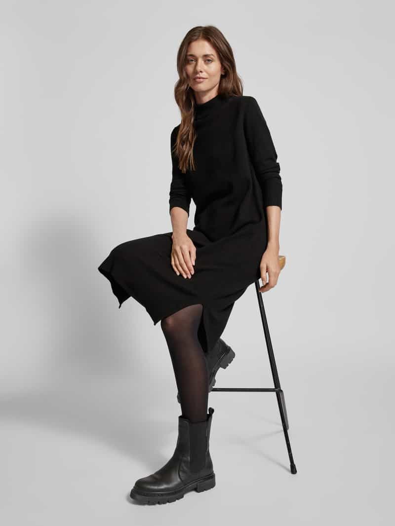 Vila Gebreide jurk met ronde hals, model 'Viril' zwart, foto 4