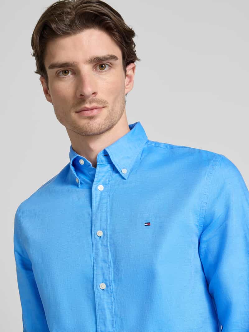 Tommy Hilfiger Regular fit vrijetijdsoverhemd van een mix van katoen en linnen