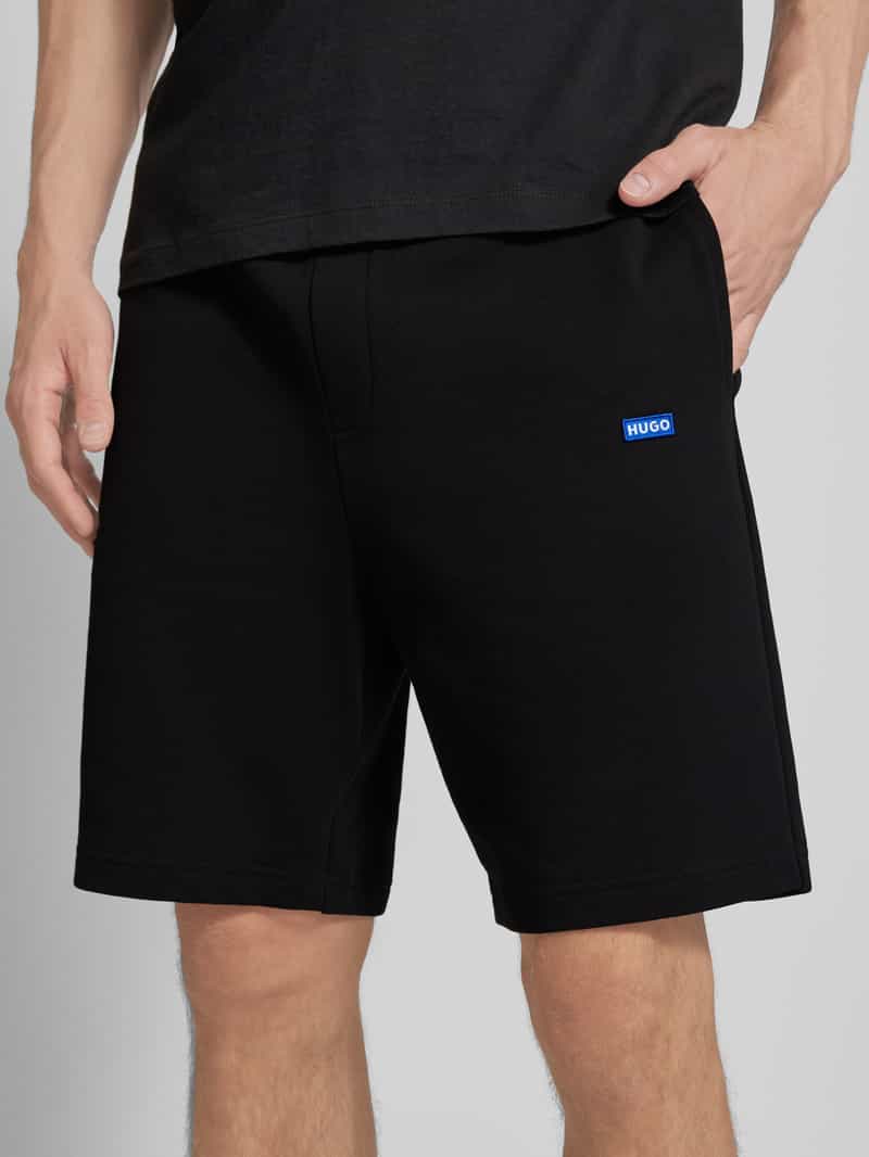 Hugo Blue Regular fit sweatshorts met labeldetail model 'Nasensio'