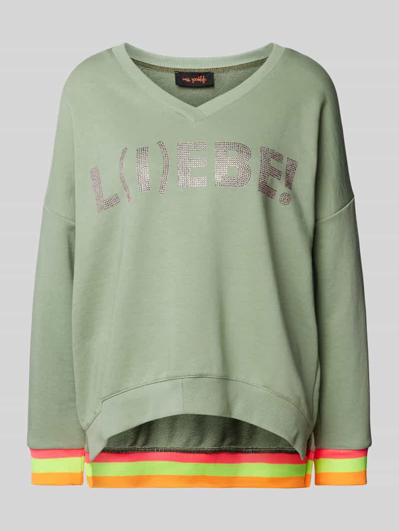 miss goodlife Oversized sweatshirt met V-hals model 'L(I)EBE!'
