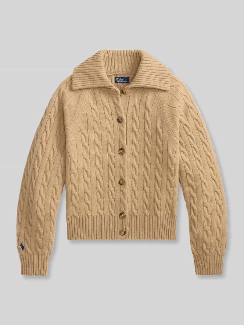 Polo Ralph Lauren Gebreid jack van mix van wol en kasjmier met kraag