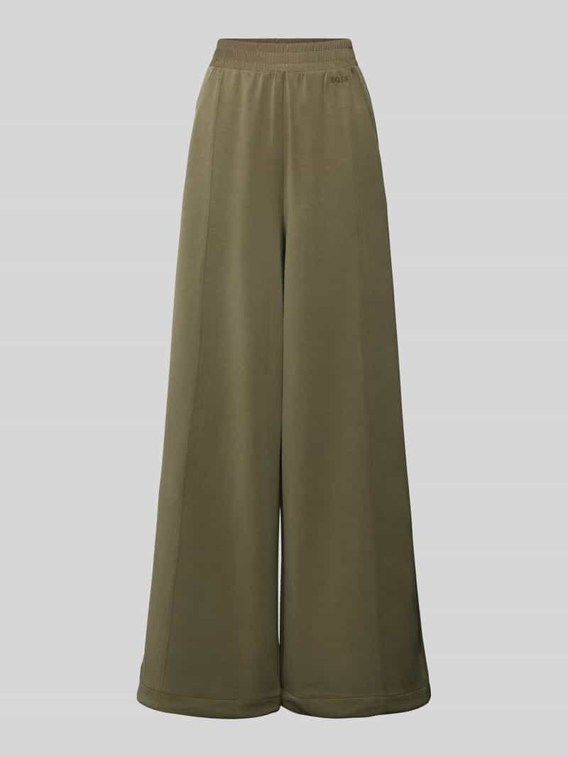 Boss Orange Wide leg stoffen broek met labelstitching model 'Ecara'