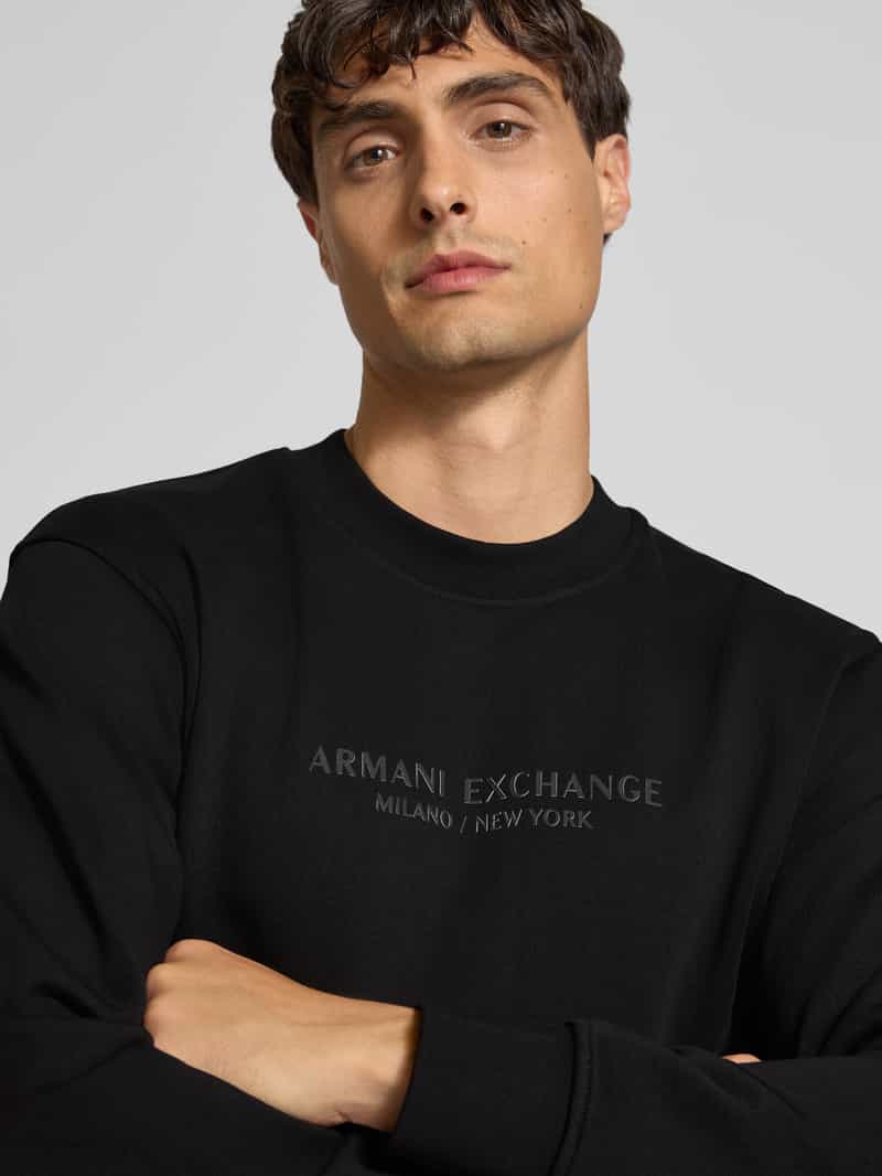Armani Exchange Sweatshirt met labelprint en ronde hals