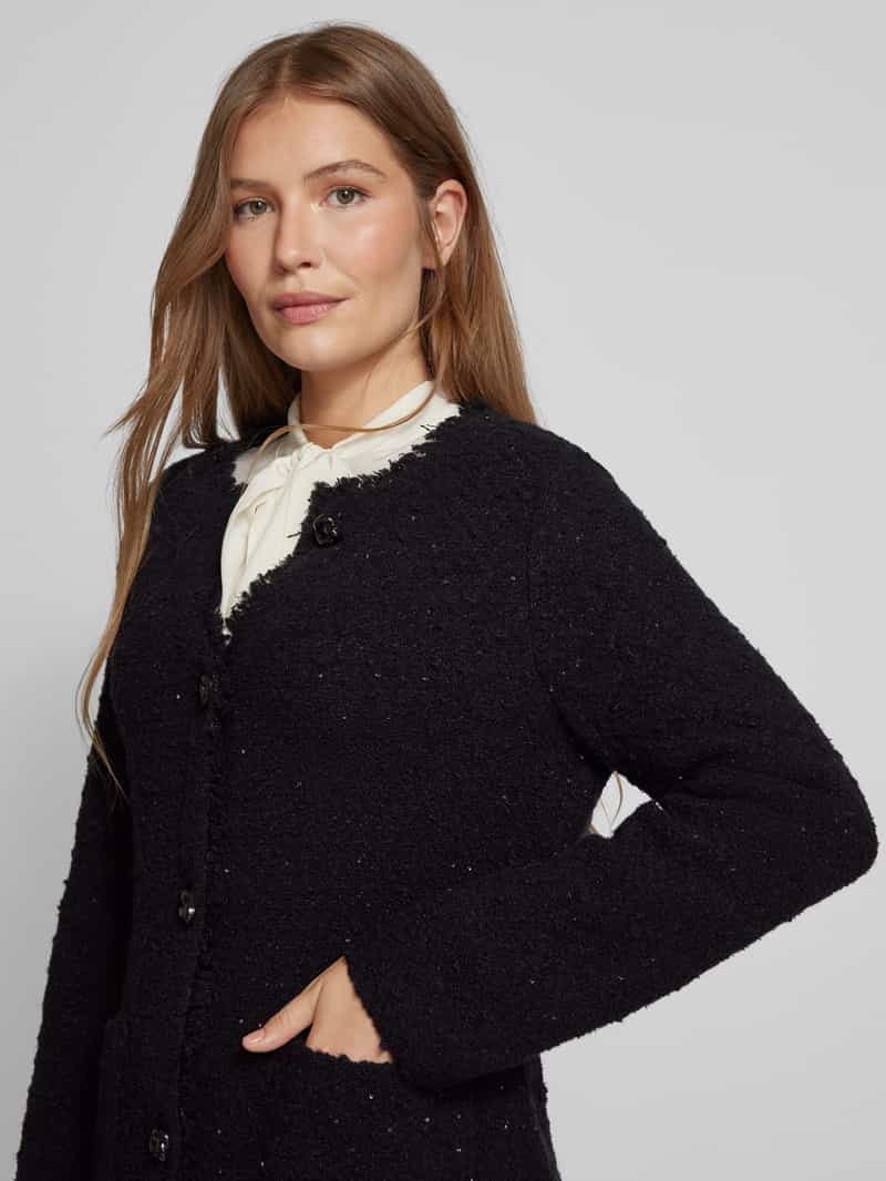 Marc Cain Lange blazer van wolmix met ronde hals