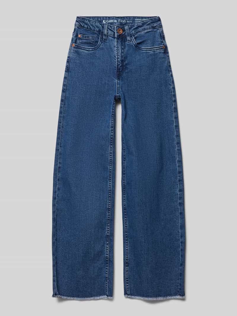 Garcia Wide leg jeans met gerafelde zoom model 'Annemay'