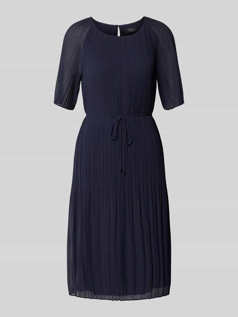 s.Oliver BLACK LABEL Getailleerde chiffon jurk met strikceintuur
