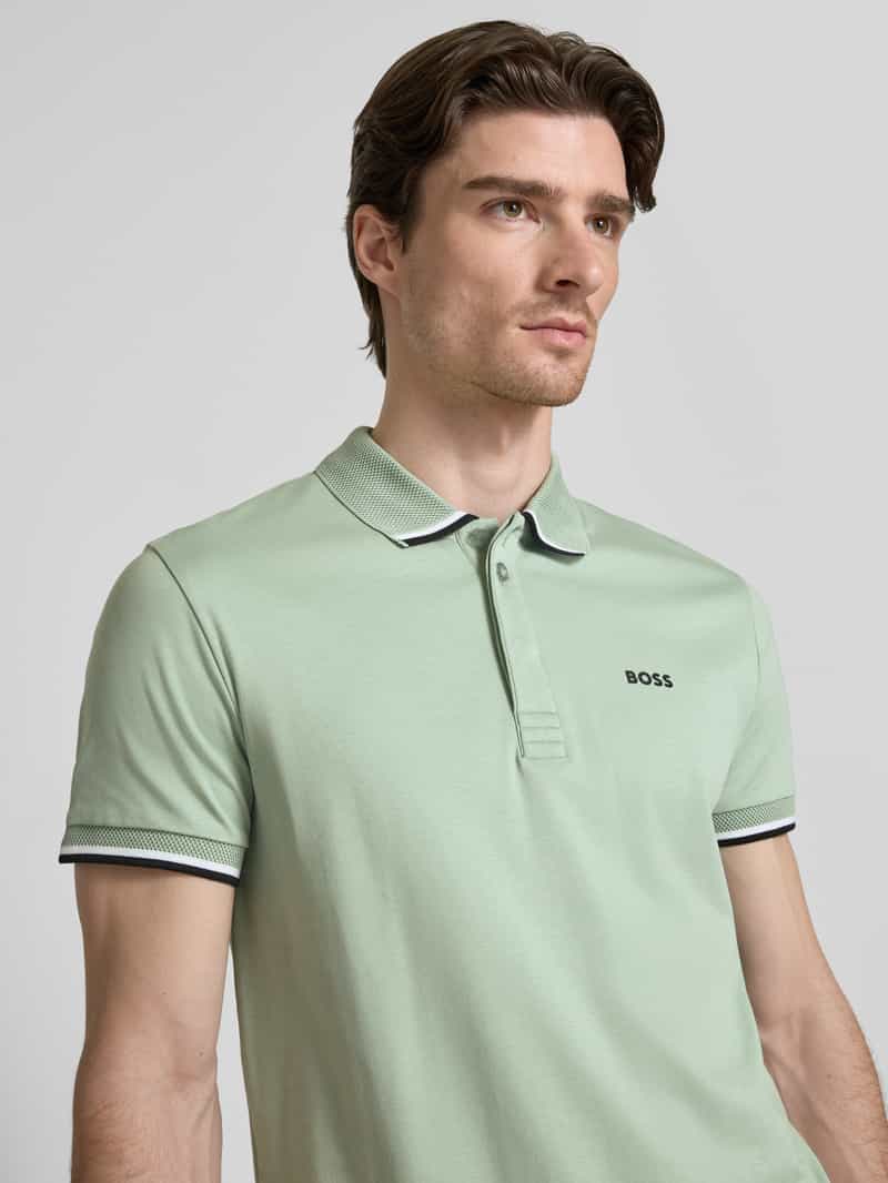 BOSS Green Regular fit poloshirt met labelprint model 'Paddy Lux Heritage'