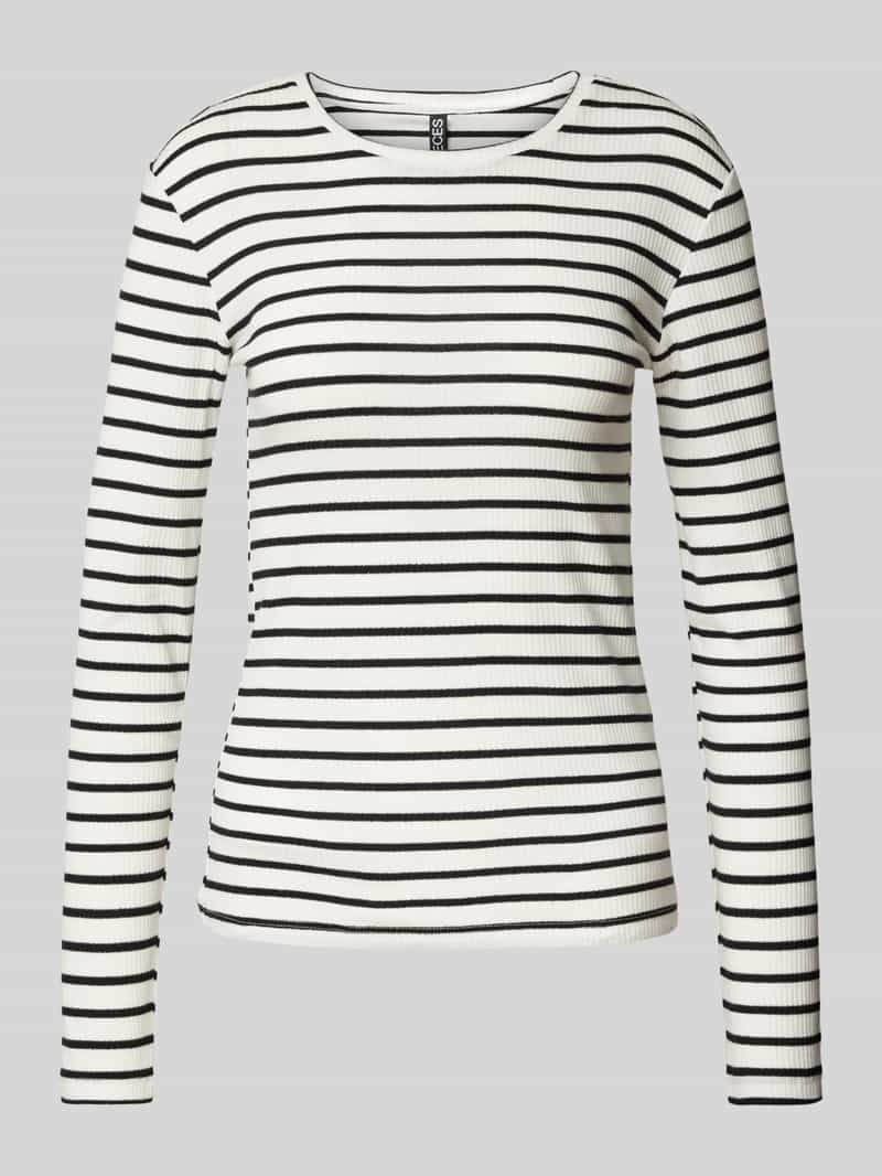 Pieces Slim fit shirt met lange mouwen van biologische katoenmix model 'RUKA'