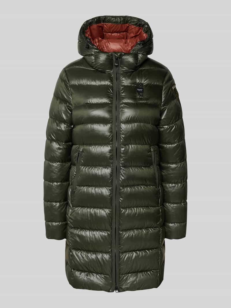 Blauer Usa Gewatteerde lange jas in midilengte model 'Adelaide'